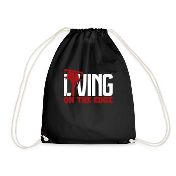 Lineman Lineman Living On The Edge - Drawstring Bag - black - Front