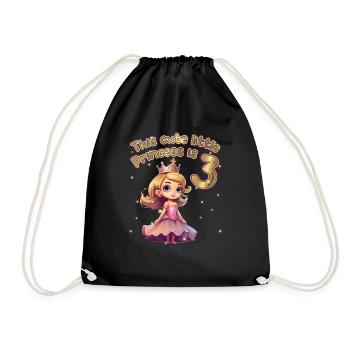 This little princess is 3 - 3rd birthday - Drawstring Bag - black - Front