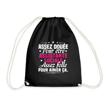 Assistante Sociale Métier Humour Cadeau Femme - Sac de sport léger - noir - Devant