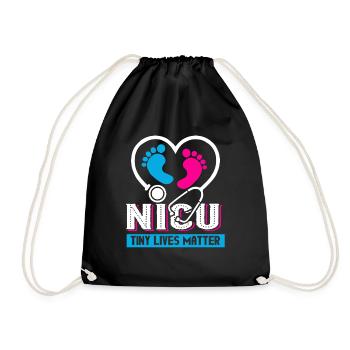 Nicu Nurse Nicu Nurse Tiny Lives Matter - Drawstring Bag - black - Front