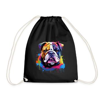 English Bulldog Pop Art I Dog Lover I Splash Art - Drawstring Bag - black - Front