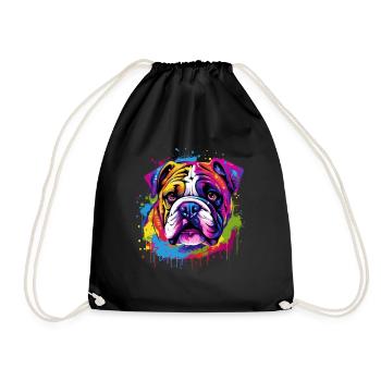English Bulldog Pop Art I Dog Lover I Splash Art - Drawstring Bag - black - Front