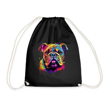 English Bulldog Pop Art I Dog Lover I Splash Art - Drawstring Bag - black - Front
