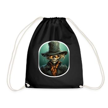 Scarecrow Halloween Cartoon Scary Scarecrow - Drawstring Bag - black - Front