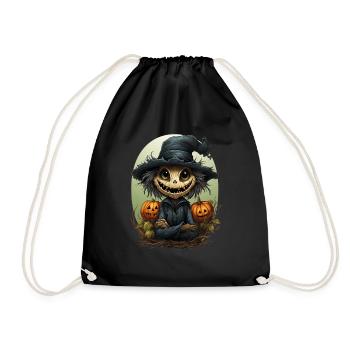 Scarecrow Halloween Cartoon Scary Scarecrow - Drawstring Bag - black - Front