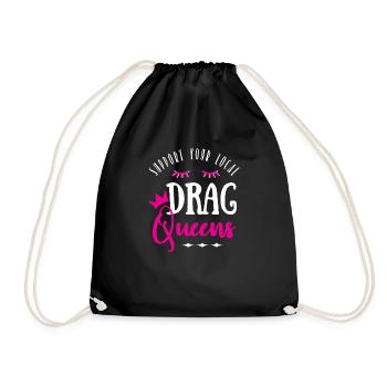 Drag Queens Lashes Local Support LGBTQ-Community - Turnbeutel - Schwarz - Vorne
