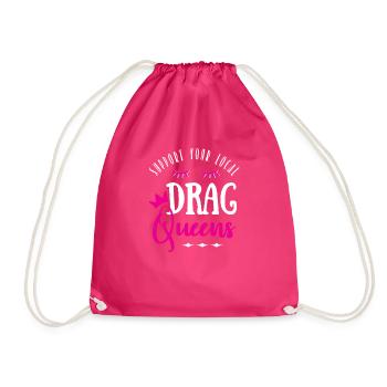 Drag Queens Lashes Local Support LGBTQ Community - Drawstring Bag - fuchsia - Front
