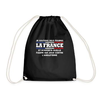 Je soutiens deux équipes la France ... - Sac de sport léger - noir - Devant
