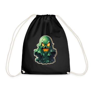 Ghost Lover Cartoon Style Halloween Ghost Spooky - Drawstring Bag - black - Front