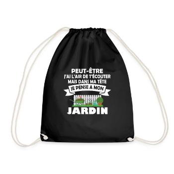 Dans ma tête je pense a mon jardin Humour cadeau - Sac de sport léger - noir - Devant