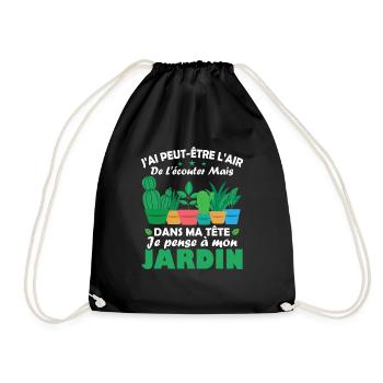 Dans ma tête je pense a mon jardin Humour cadeau - Sac de sport léger - noir - Devant