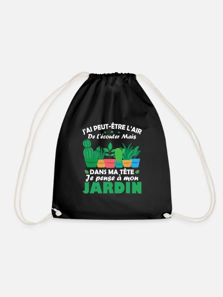 Dans ma tête je pense a mon jardin Humour cadeau - Sac de sport léger - noir