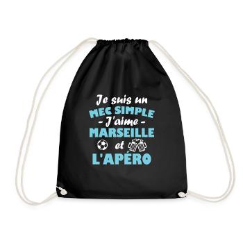 Je suis un mec simple j aime marseille et l apéro - Sac de sport léger - noir - Devant
