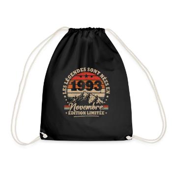 Vintage cadeau anniversaire nées en novembre 1993 - Sac de sport léger - noir - Devant