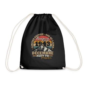 Dezember 1943 Jahrgang 80 Jahre Geburtstagsgeschenk - Turnbeutel - Schwarz - Vorne
