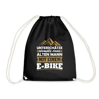 Unterschätze niemals einen alten Mann mit E-Bike - Turnbeutel - Schwarz - Vorne