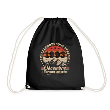 Vintage cadeau anniversaire nées en Décembre 1993 - Sac de sport léger - noir - Devant