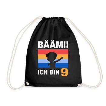 Bääm ich bin 9 Jahre 9. Geburtstag - Turnbeutel - Schwarz - Vorne