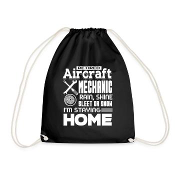 Aircraft Mechanic Retired Aircraft Mechanic - Drawstring Bag - black - Front