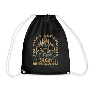 Road Bike Gift for Vintage 1954 Cyclist - Drawstring Bag - black - Front