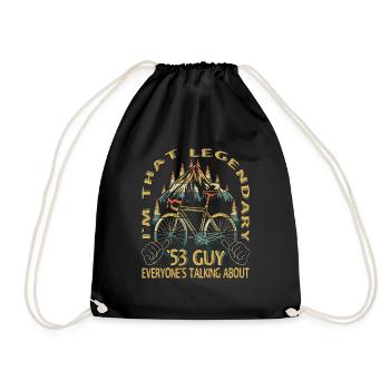 Road Bike Gift for Vintage 1953 Cyclist - Drawstring Bag - black - Front