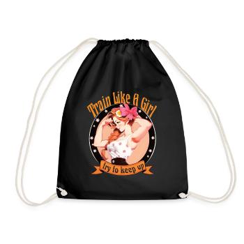 Entraînez-vous comme une fille essayez de suivre une femme pin-up - Sac de sport léger - noir - Devant