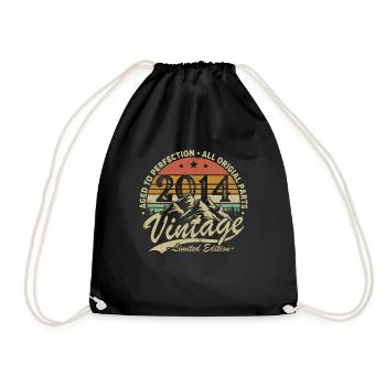Jahrgang 2014 Geburtstagsgeschenk Geboren im Jahr 2014 - Turnbeutel - Schwarz - Vorne