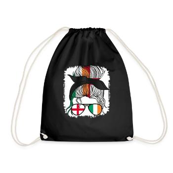 Half English Half Irish Girl Ireland England Flag - Drawstring Bag - black - Front