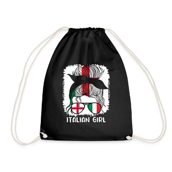Italian Girl Italy England Flag Italia, Ragazza - Drawstring Bag - black - Front