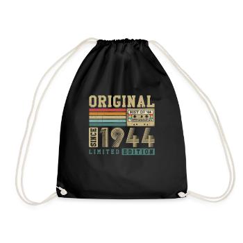 Original geboren 1944 Jahrgang Geburtstagsgeschenk - Turnbeutel - Schwarz - Vorne