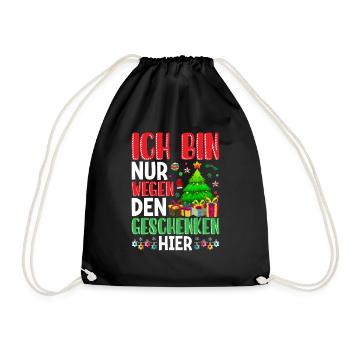 Weihnachtsmarkt und Weihnachtsfeier Outfit lustig - Turnbeutel - Schwarz - Vorne