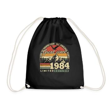 Great Since 1984 Vintage Vintage Birthday - Drawstring Bag - black - Front