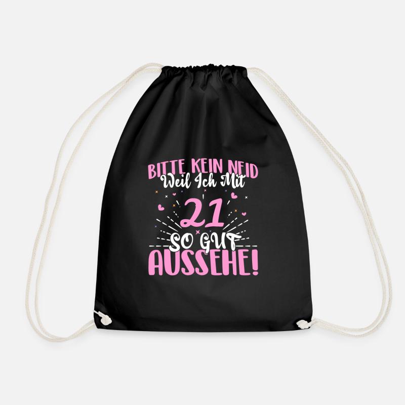 Bitte kein Neid weil ich mit 21 so gut aussehe! - Turnbeutel - Schwarz