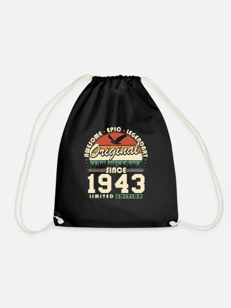 Original 1943 Vintage Jahrgang Geburtstag Geschenk - Turnbeutel - Schwarz