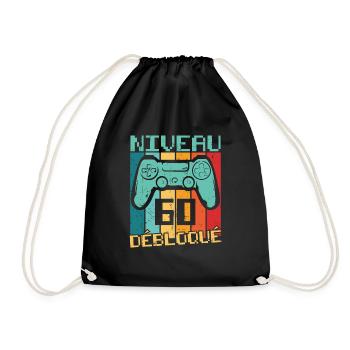 Niveau 60 débloqué Cadeau 60 ans Anniversaire - Sac de sport léger - noir - Devant