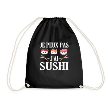 Je peux pas J'ai Sushi humour cadeau - Sac de sport léger - noir - Devant