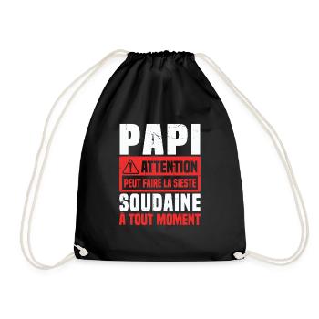 Papi attention Peut Faire La Sieste Soudaine - Sac de sport léger - noir - Devant