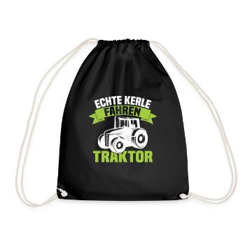 Echte Kerle fahren Traktor - Turnbeutel - Schwarz - Vorne
