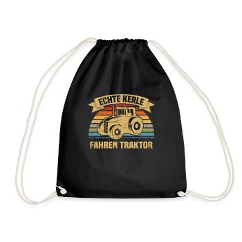 Echte Kerle fahren Traktor - Turnbeutel - Schwarz - Vorne