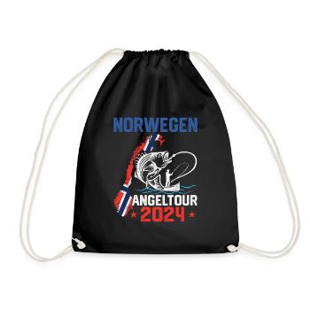 Norwegen Angeltour 2024 Angeln in Norwegen - Turnbeutel - Schwarz - Vorne