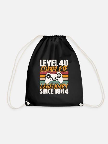 Level 40 Abgeschlossen 1984, Geburtstagsgeschenk - Turnbeutel - Schwarz