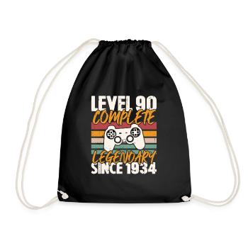 Level 90 Complete 1934 Birthday Gift - Drawstring Bag - black - Front
