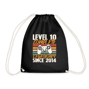 Level 10 Complete 2014, Birthday Gift - Drawstring Bag - black - Front