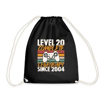 Level 20 Complete 2004 Birthday Gift - Drawstring Bag - black - Front