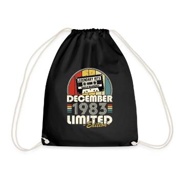 Jahrgang 1983 Dezember Retro Geburtstagsgeschenk - Turnbeutel - Schwarz - Vorne