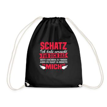 Bestes Geschenk für den Schatz Geschenk Spruch - Turnbeutel - Schwarz - Vorne