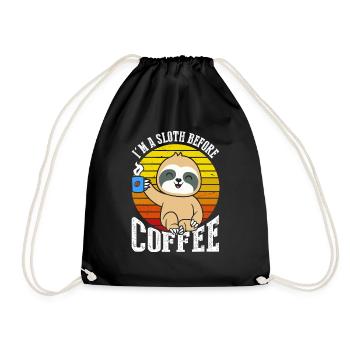 Ich Bin Ein Faultier Vor Dem Kaffee Im Retro - Turnbeutel - Schwarz - Vorne
