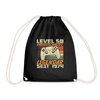Level 50 freigeschaltet Legendär seit 1974 - Turnbeutel - Schwarz - Vorne