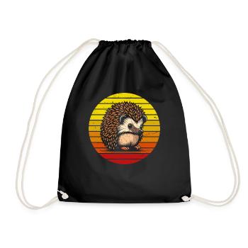 Vintage Retro Sunset Hedgehog T-Shirt - Drawstring Bag - black - Front