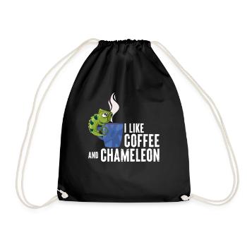 J’aime le café et le caméléon T-shirt - Sac de sport léger - noir - Devant